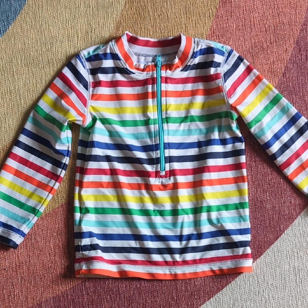 Red and Blue Long Sleeve Rashguard Swim Shirt
